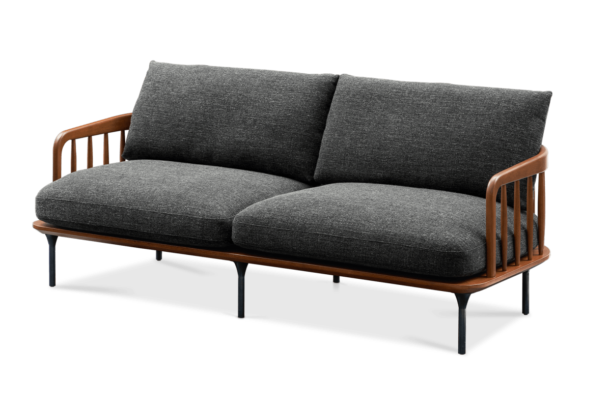 Black 3 Seater Sofa Slatted Bentwood Frame Wayne by Castlery At