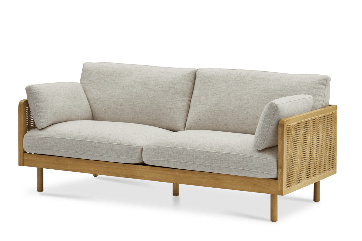 Lucia White Wash Cane Sofa