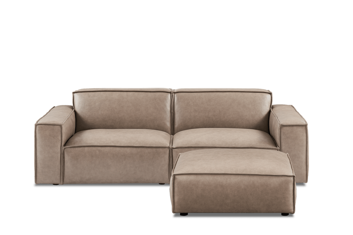 Jonathan Leather 3 Seater Sofa with Ottoman | Castlery Singapore