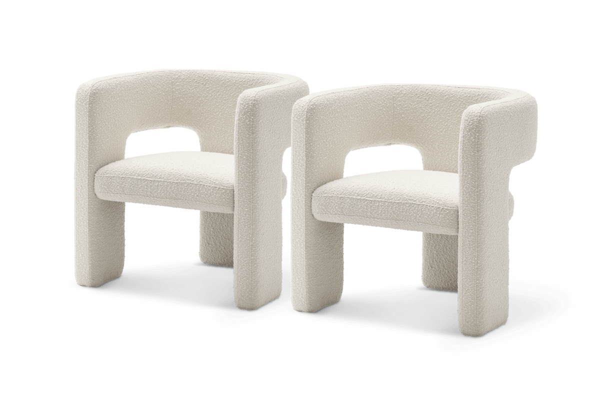 Paloma White Boucle Armchair, Set of 2