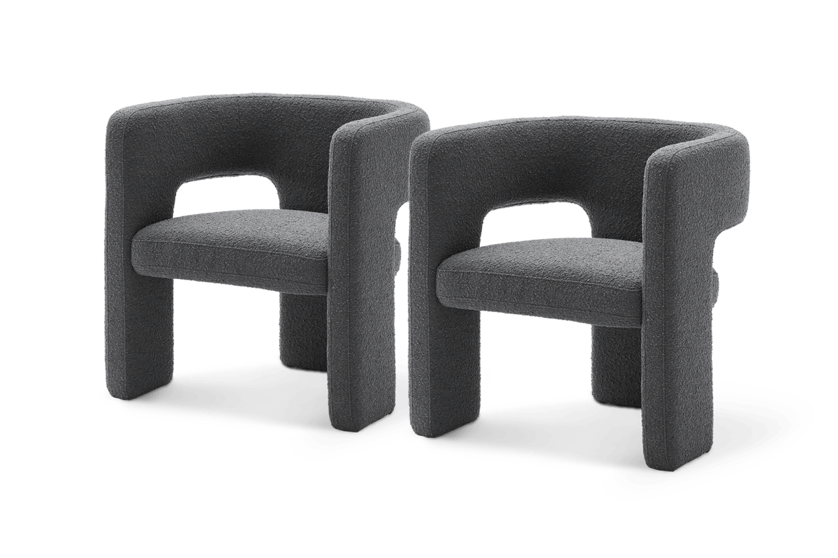 Paloma Gray Boucle Armchair, Set of 2