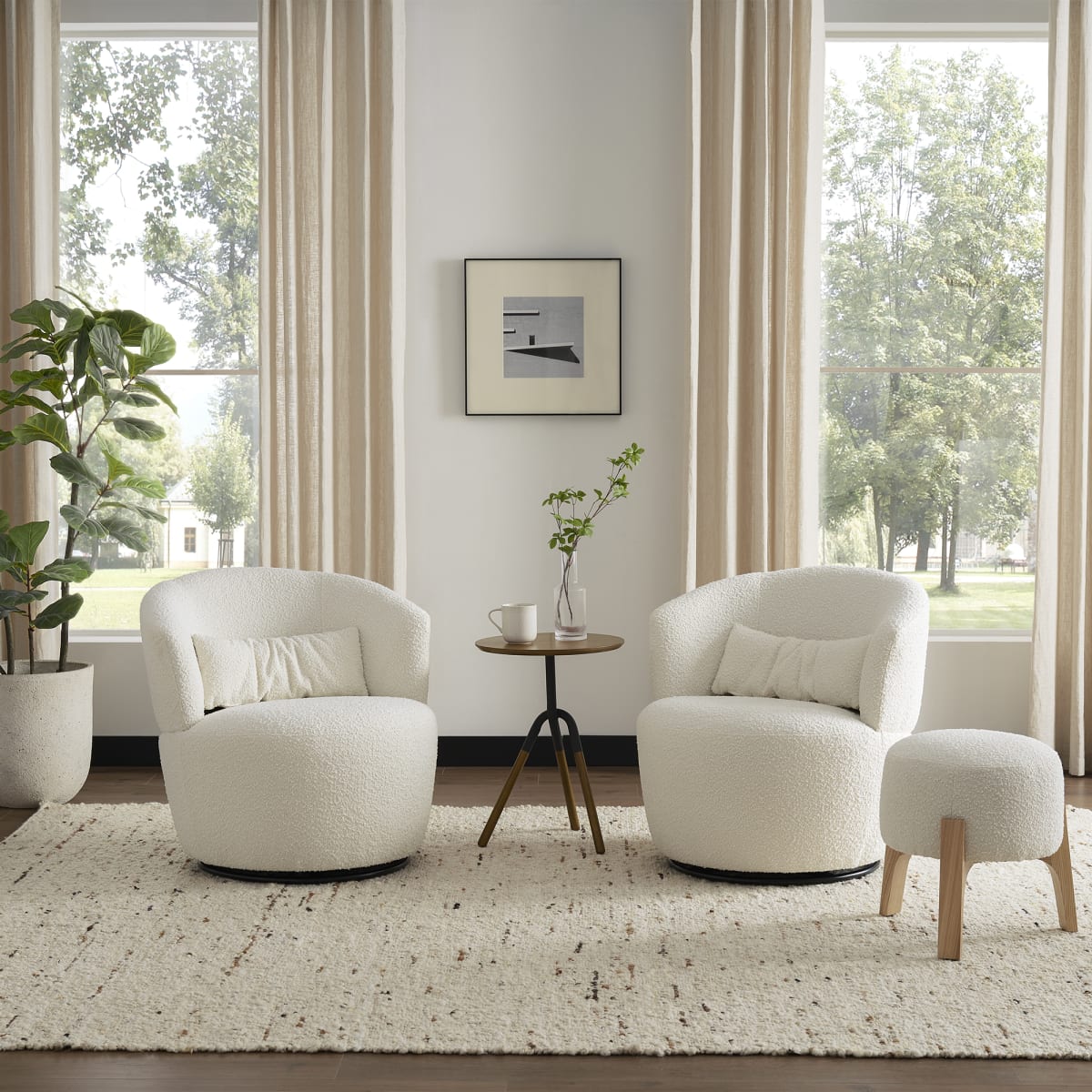 Boucle on sale swivel chair