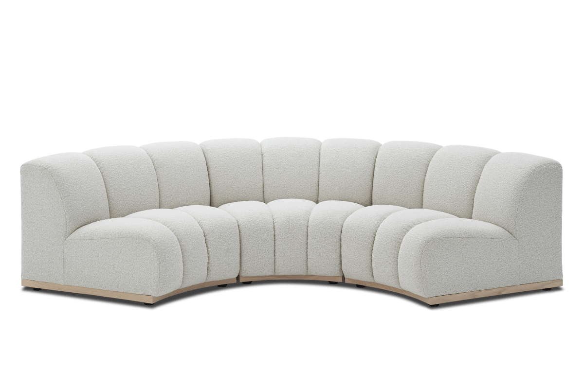 White Curve 3 Seater Sofa Channel Tufting Marlow by Castlery At