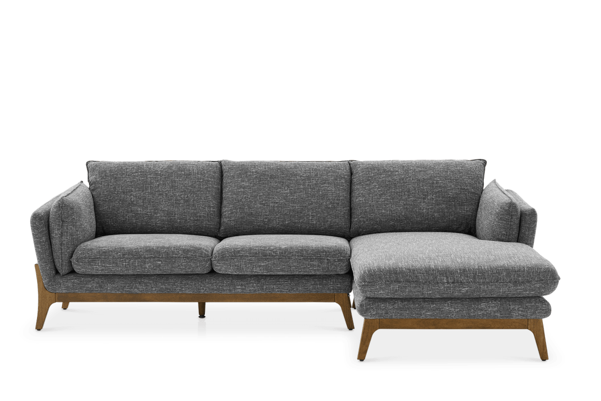 Black Right Chaise Sectional Sofa, Sustainable Fabric | Remi by Castlery