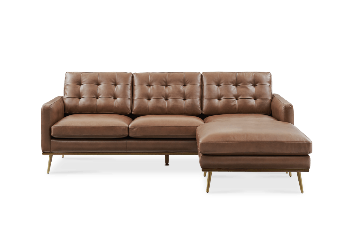 Isaac Brown Leather Reversible Sectional Sofa