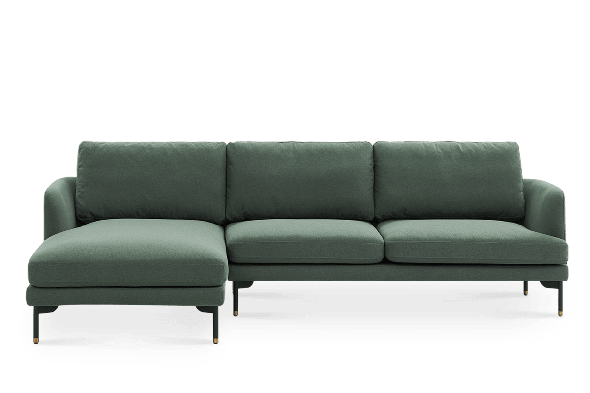 Pebble Green Left Chaise Sectional Sofa