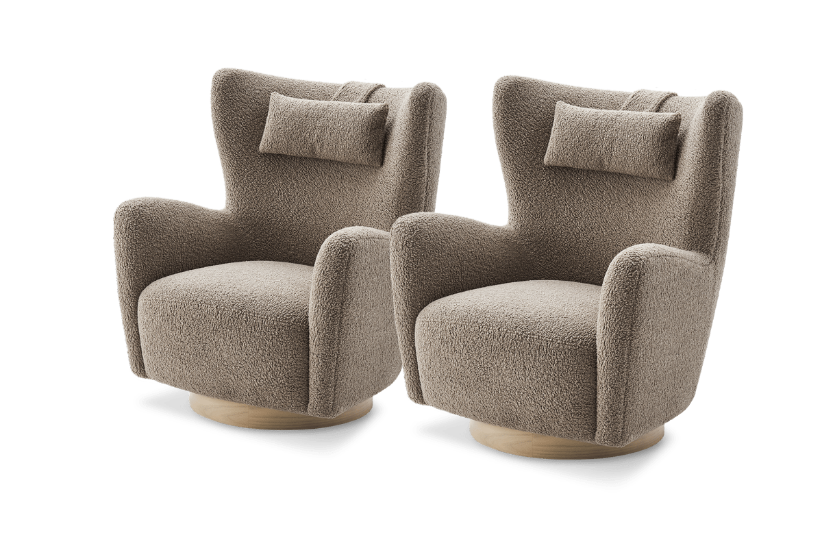 Colette Brown Swivel Armchair, Set of 2