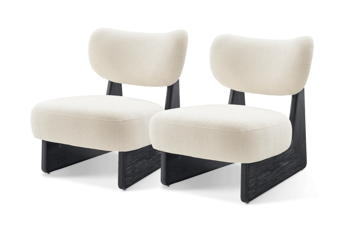 Solange Black Boucle Armchair, Set of 2