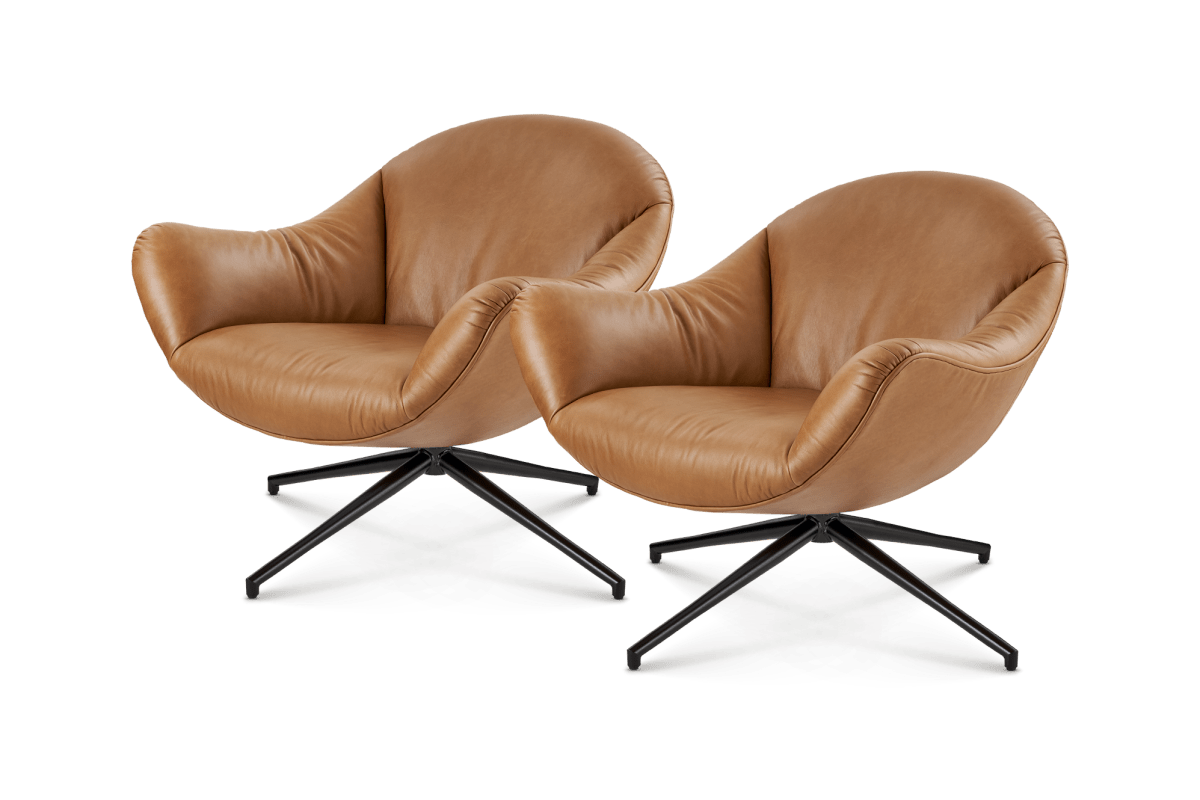 Arden Leather Swivel Armchair Set