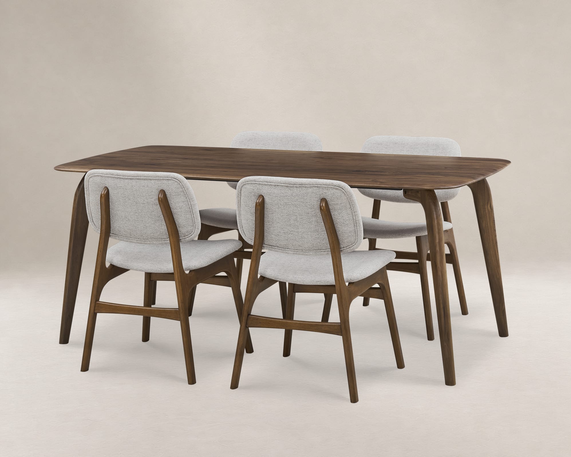 Vincent Dining Table with 4 Joshua Chairs, Walnut 1