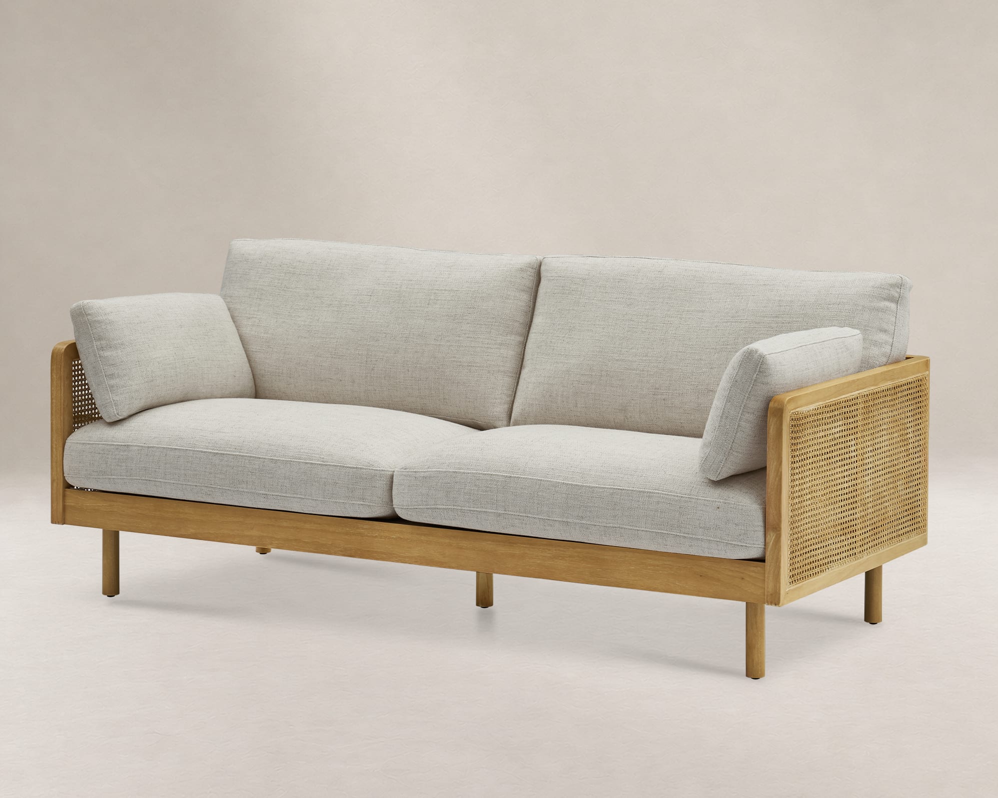 Lucia Cane Sofa, White Wash 1