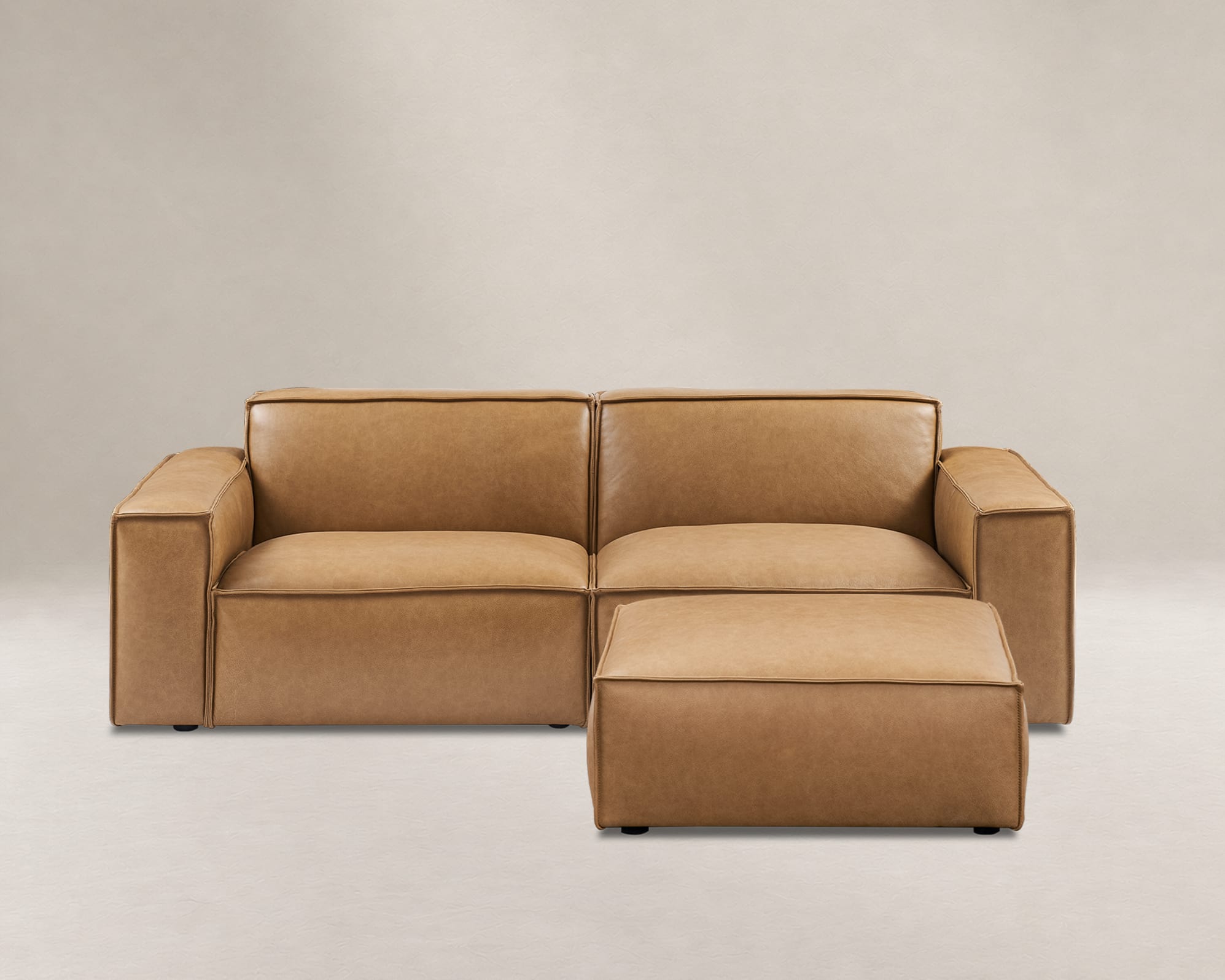 Jonathan Leather 3 Seater Sofa with Ottoman 2