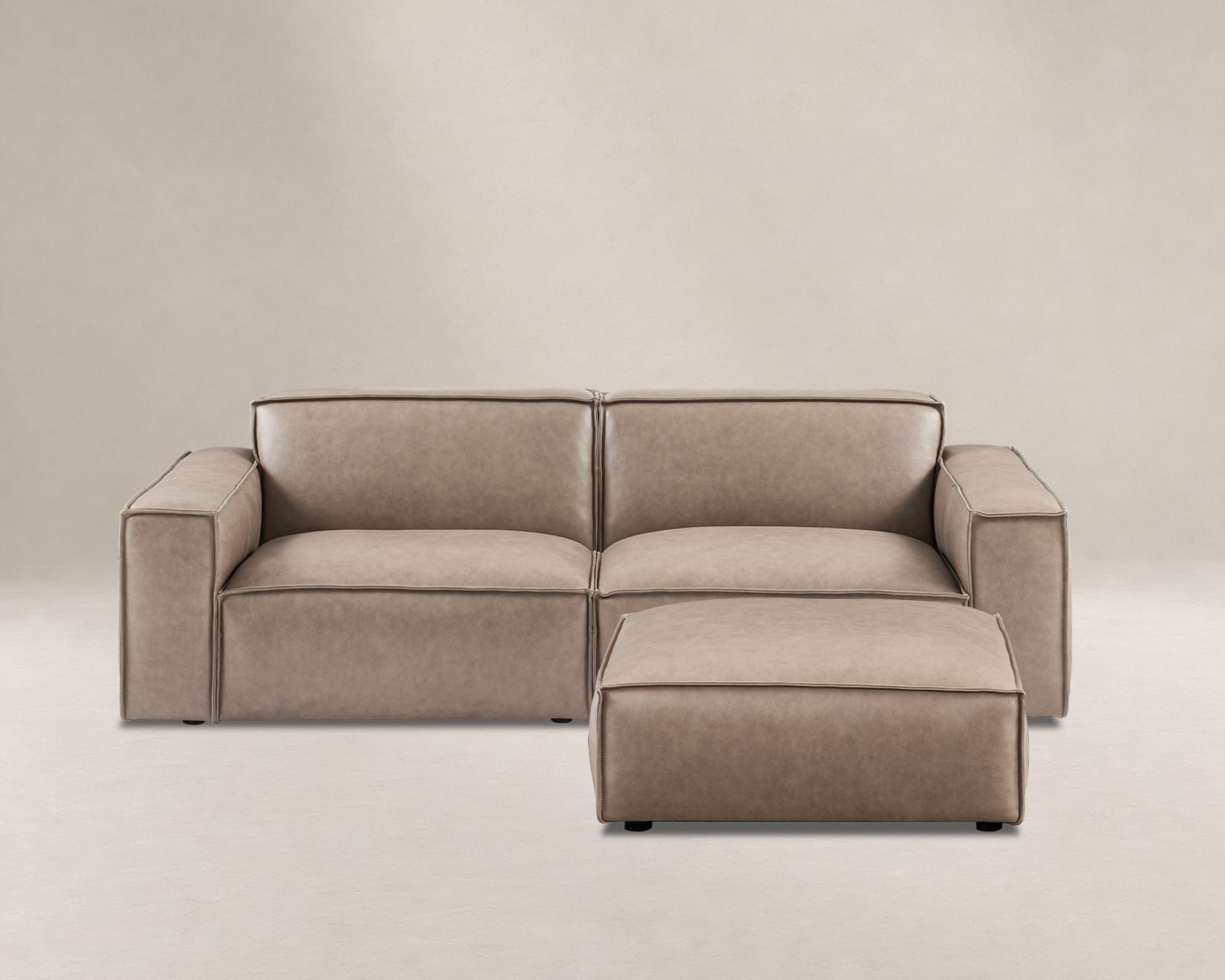Jonathan Leather 3 Seater Sofa with Ottoman 2