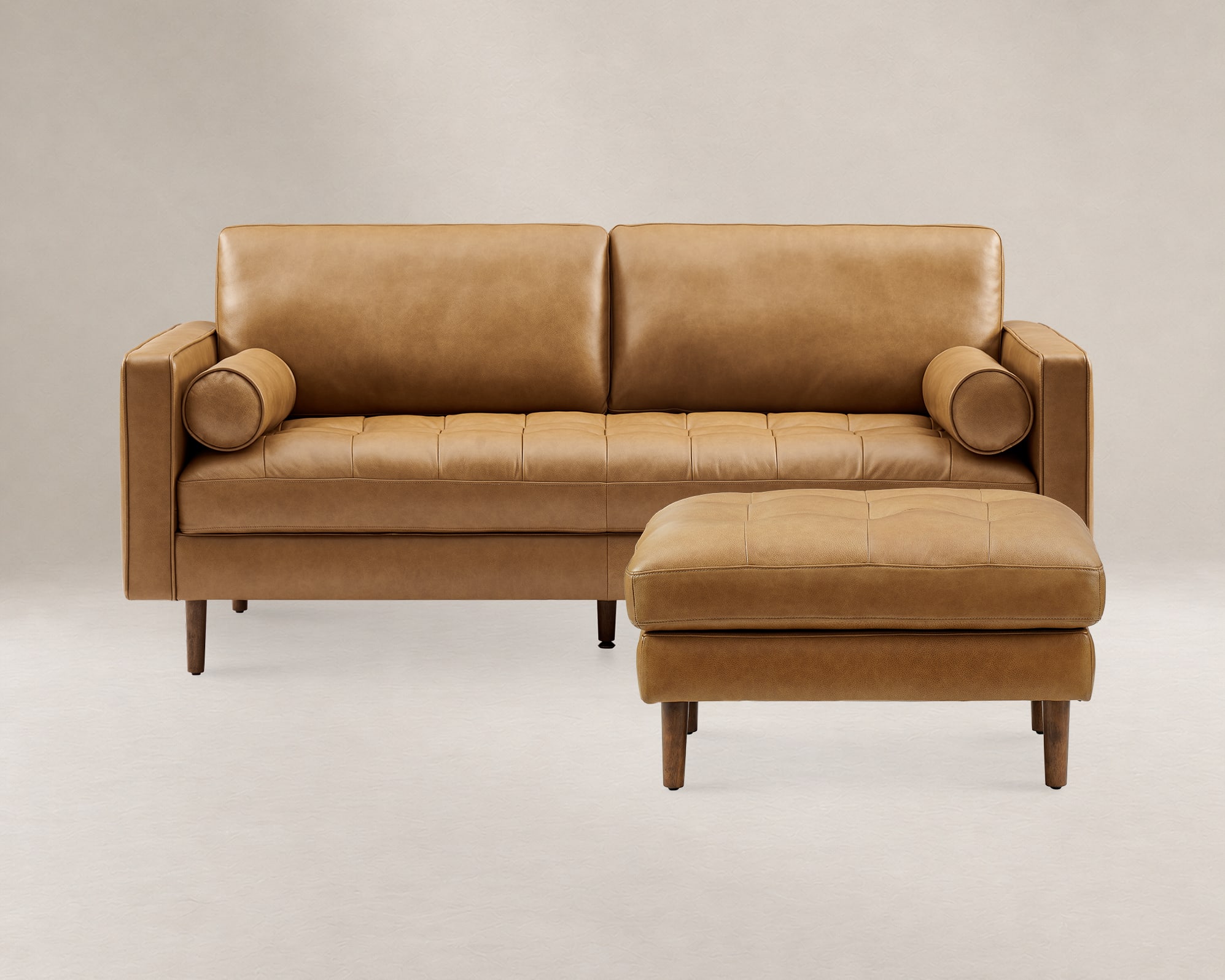 Madison Leather 3 Seater Sofa with Ottoman 1