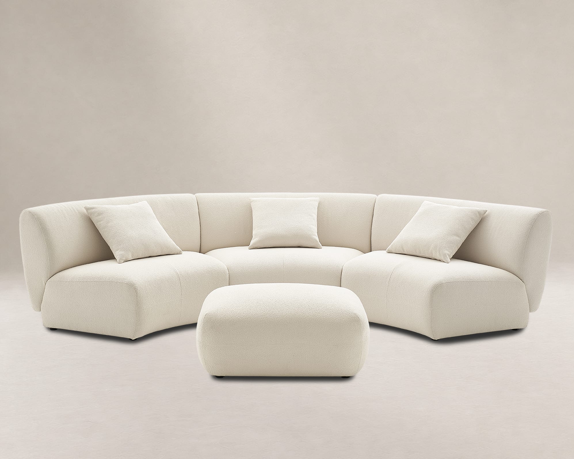Auburn Performance Fabric Armless Curve 3 Seater Sofa with Footstool 2