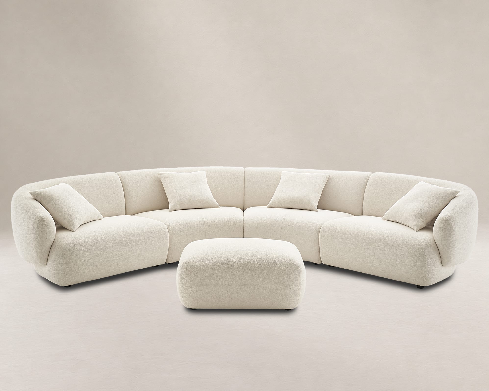 Auburn Performance Fabric Curve L-Shape Sectional Sofa with Ottoman 2