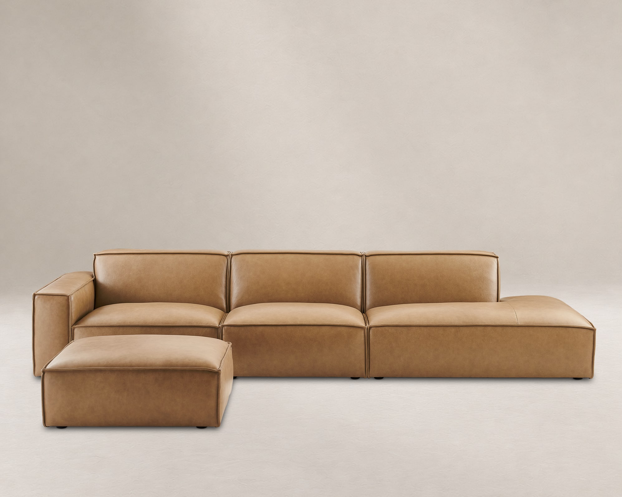 Jonathan Leather Extended Side Chaise Sofa with Footstool 2