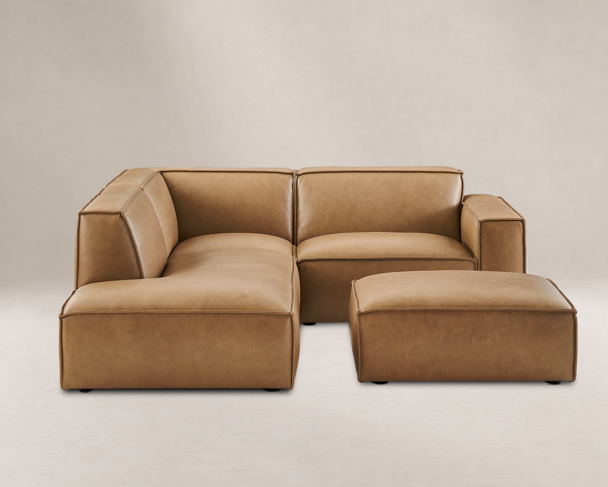 Jonathan Leather Side Chaise Sectional with Ottoman 2