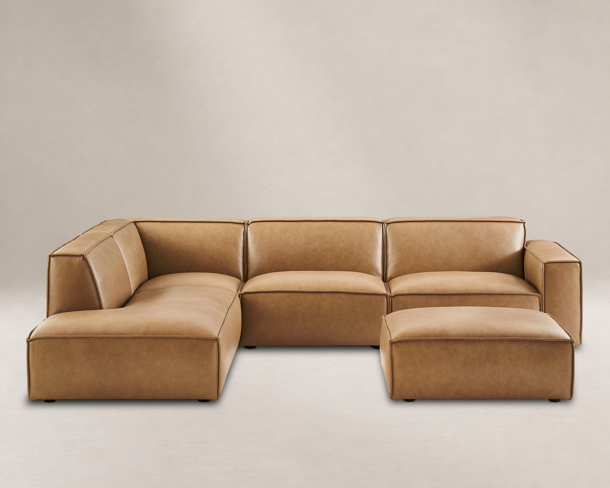 Jonathan Leather Extended Side Chaise Sectional with Ottoman 2
