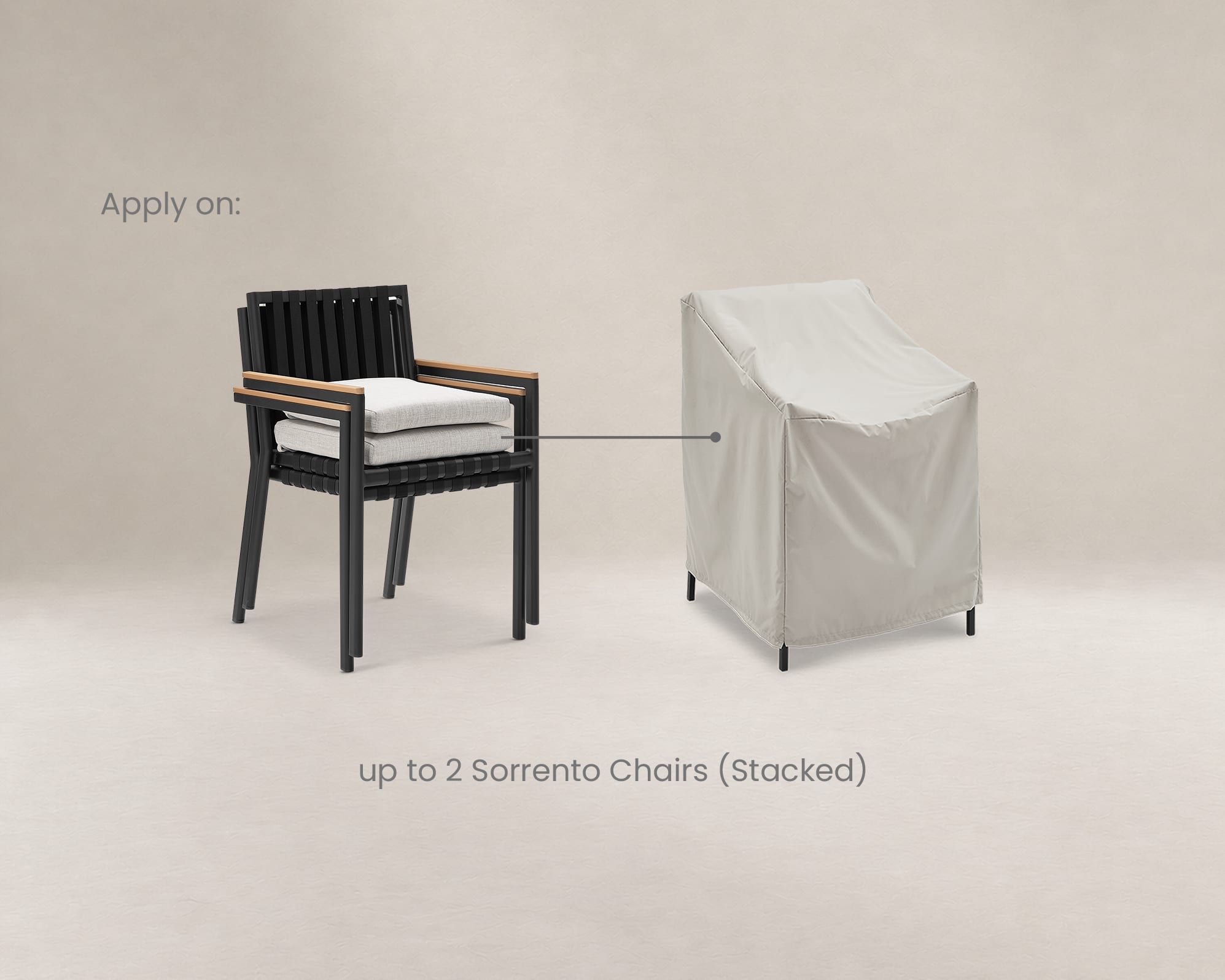 Sorrento Outdoor Dining Chair Set Cover, Ivory 4