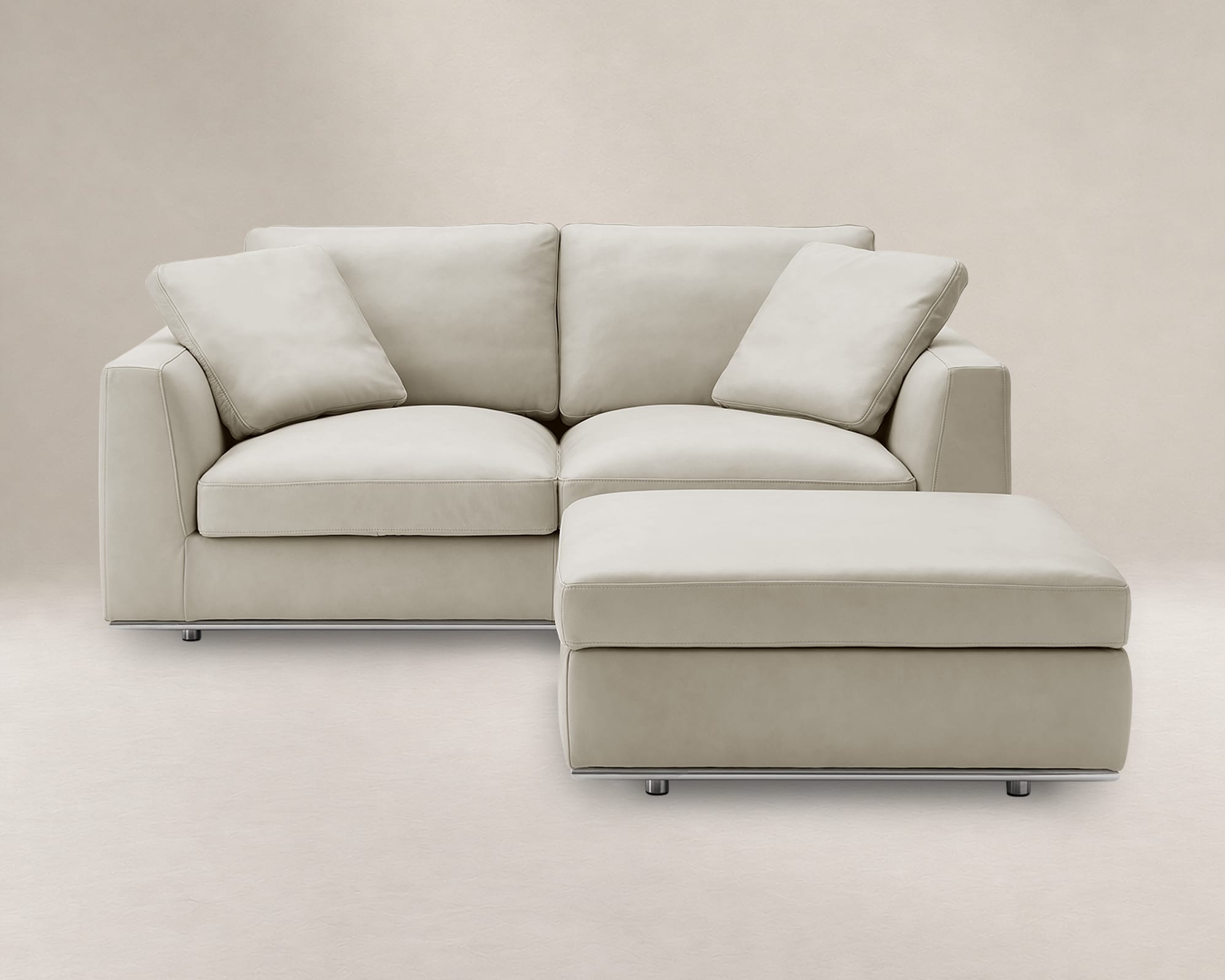 Hamilton Leather 2 Seater Sofa with Storage Ottoman 1
