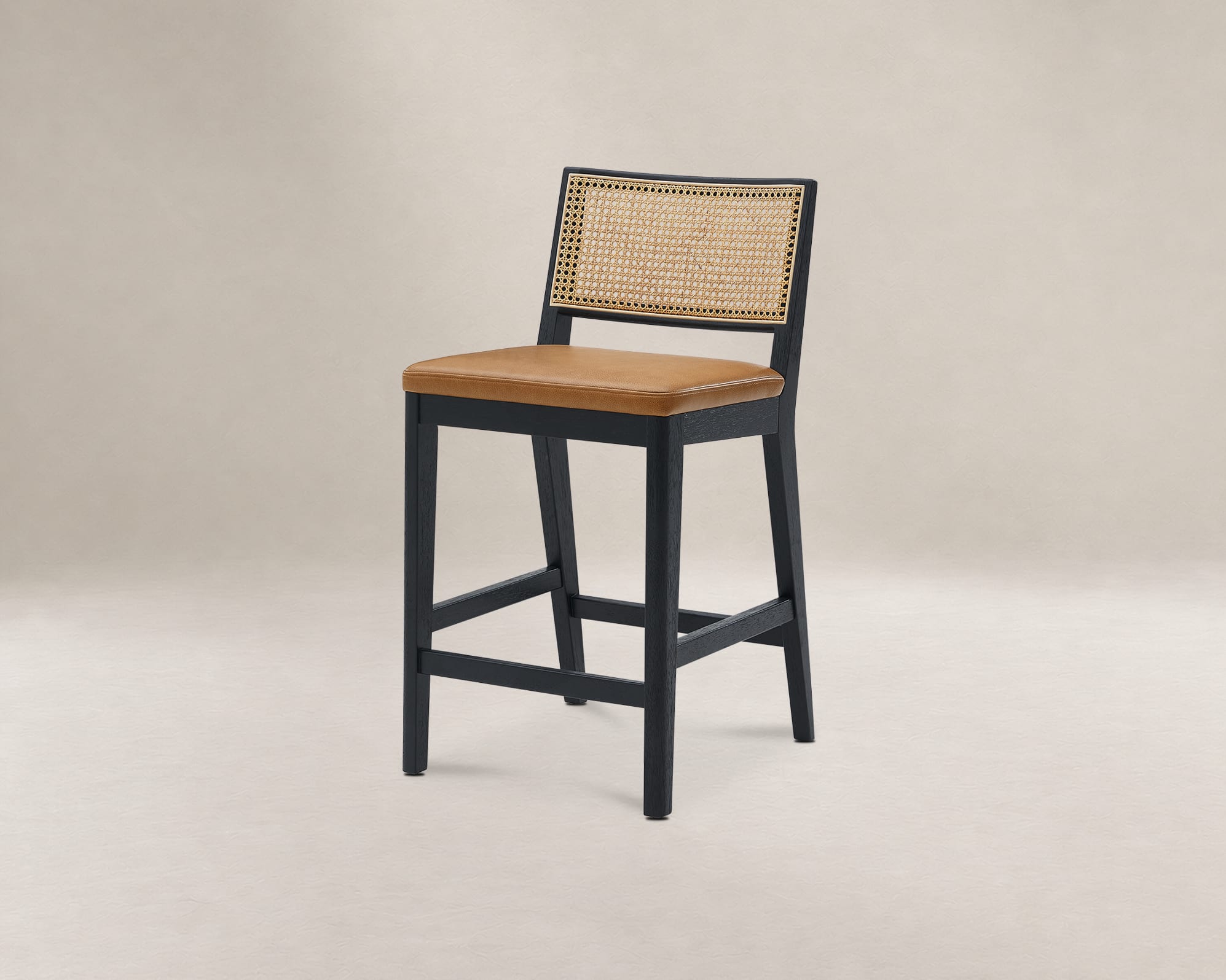 Sloane Cane and Leather Counter Stool 1