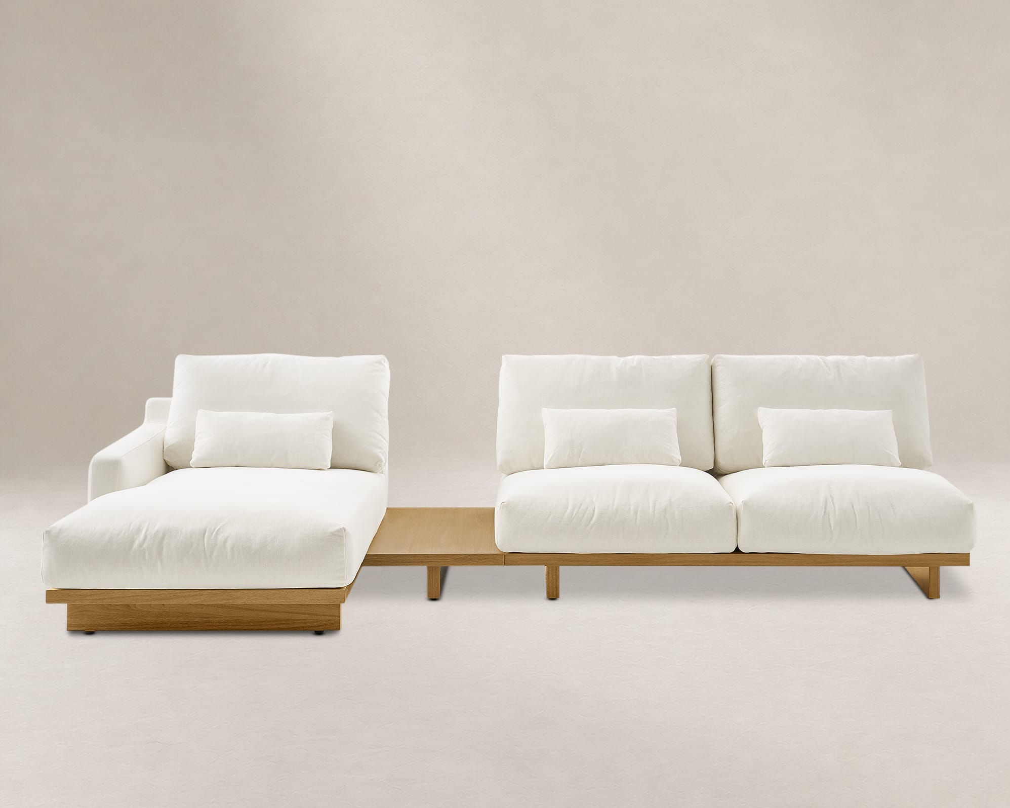 Mori Performance Fabric Armless Chaise Sectional Sofa with Side Table 0