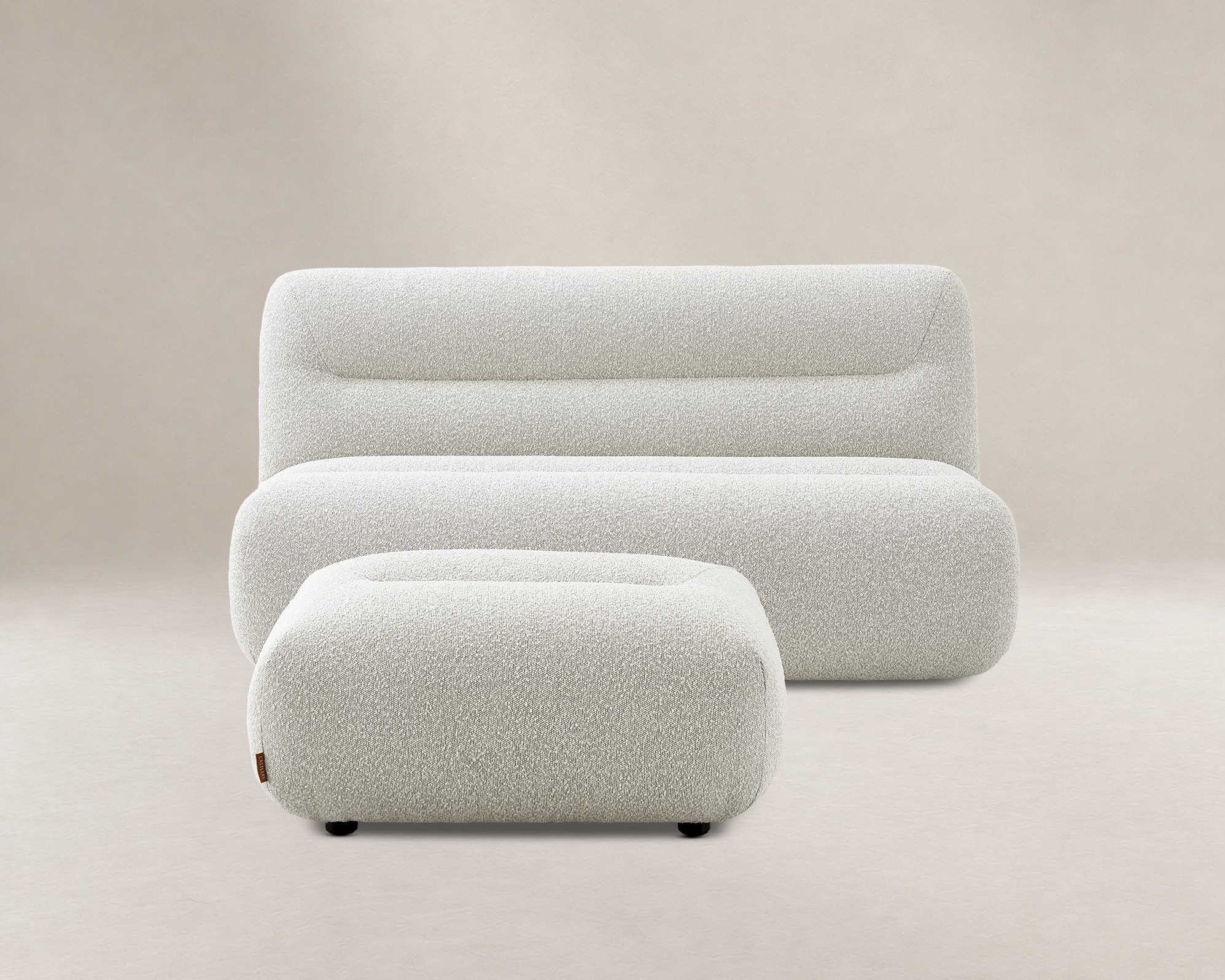 Tovi Performance Boucle 2 Seater Armless Couch with Ottoman 2