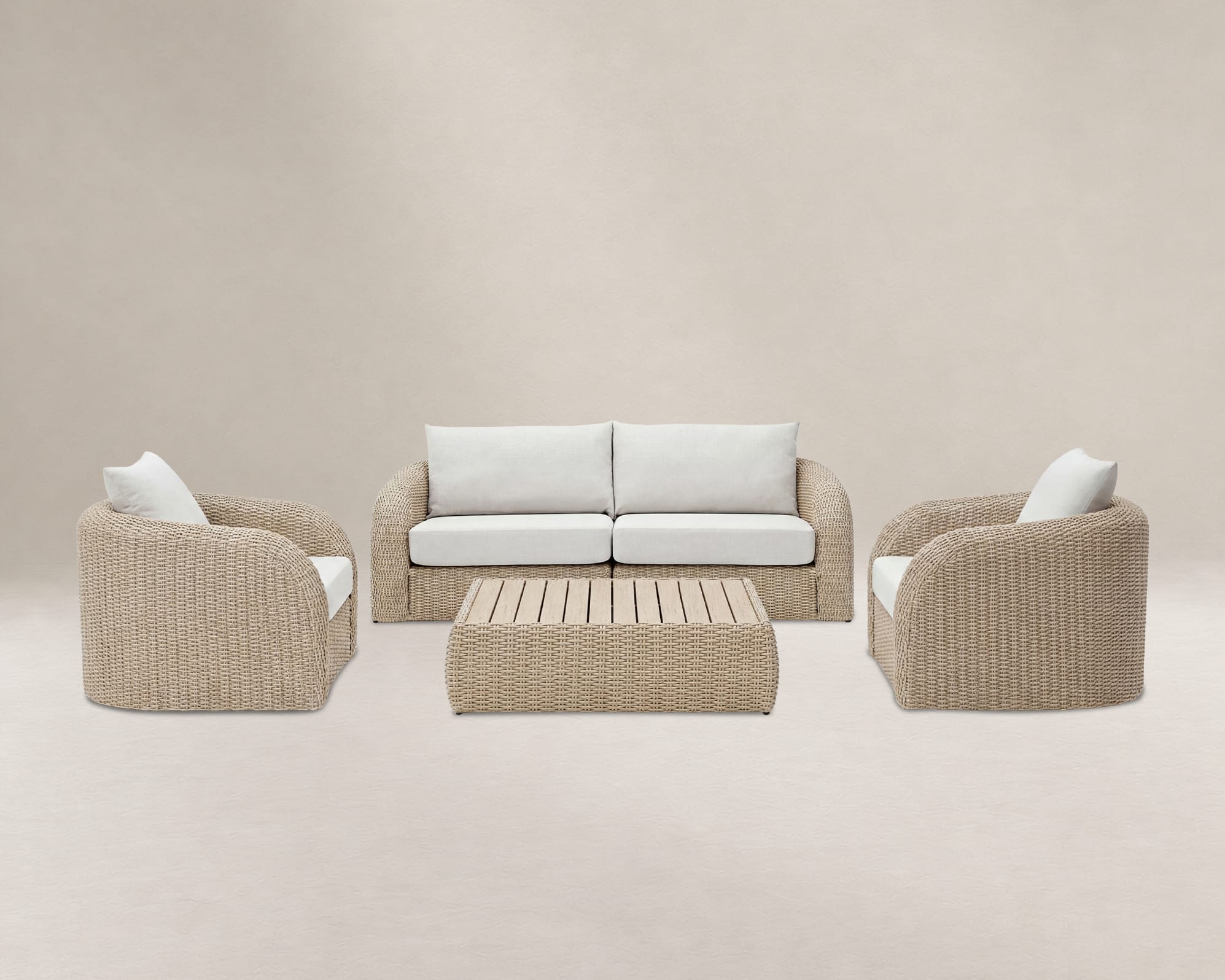 Lorna Outdoor Couch, 2 Lounge Chairs & Coffee Table Set 3