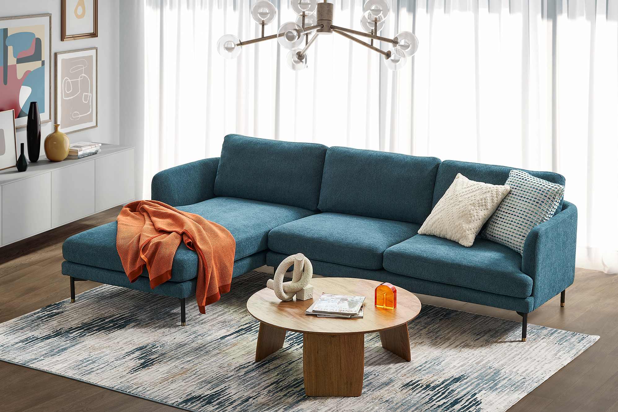 Pebble Chaise Sectional Sofa 4