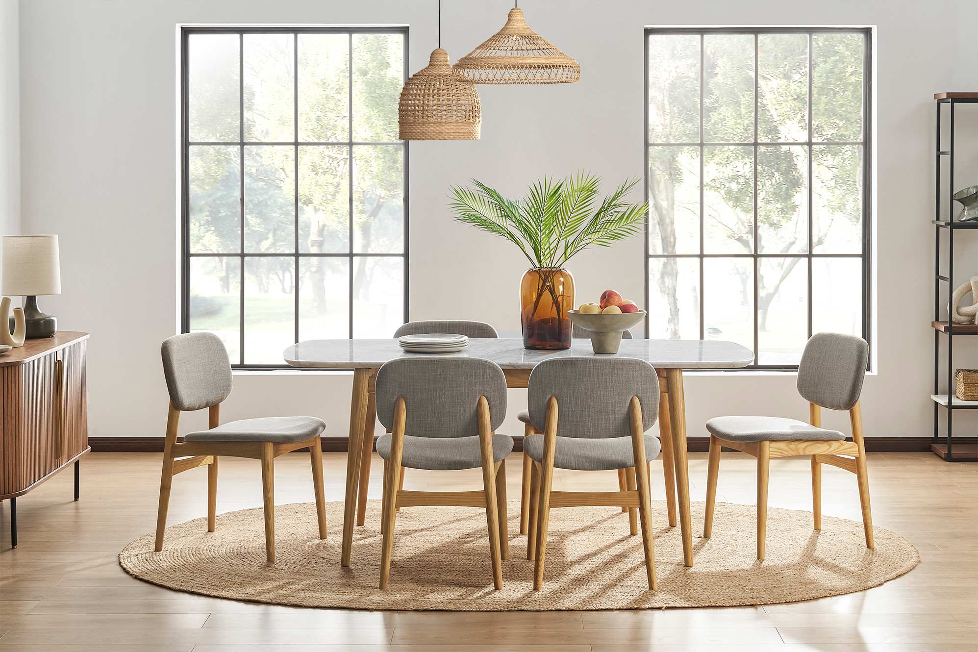 Kelsey Marble Dining Table, White Wash 4