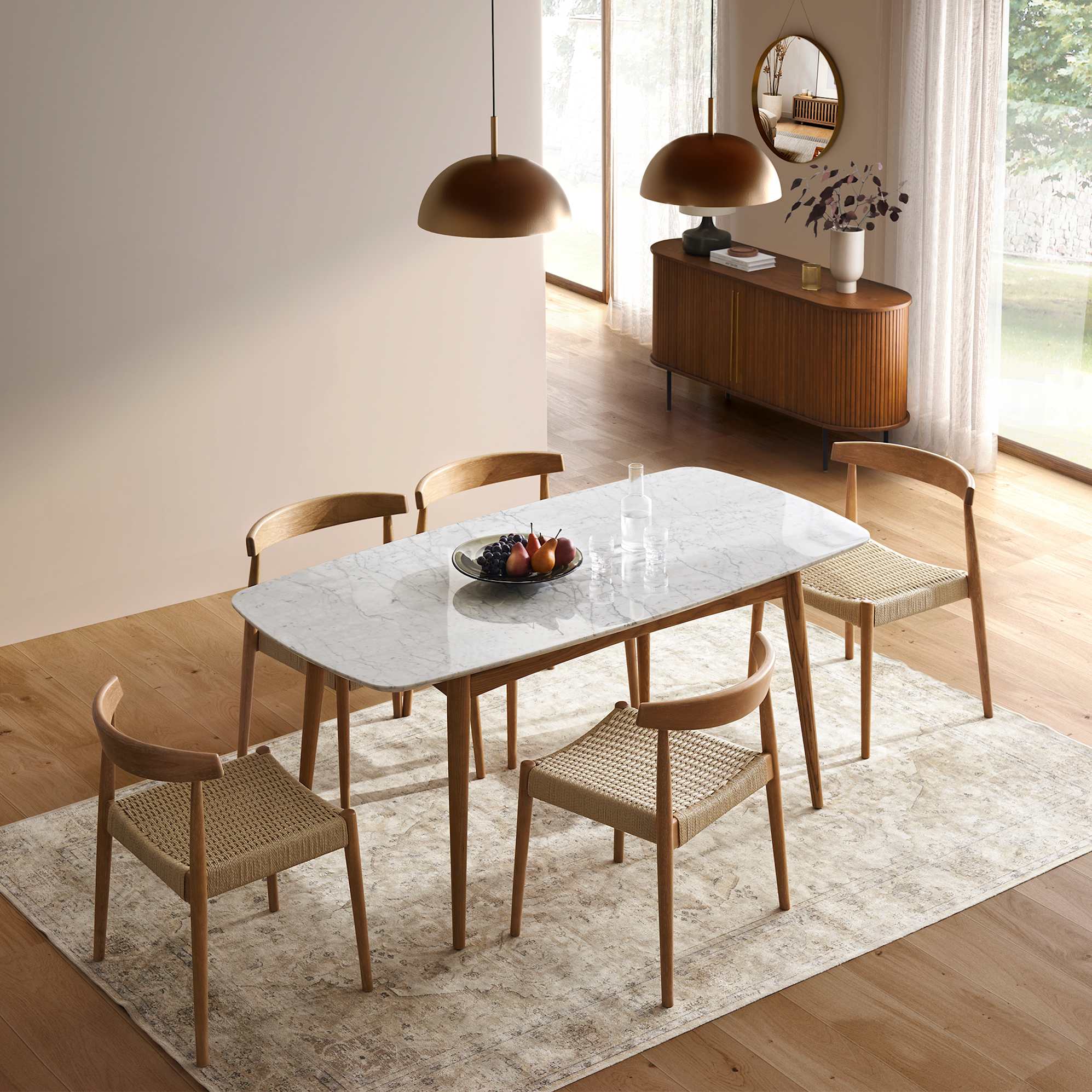 Kelsey Marble Dining Table, White Wash 3
