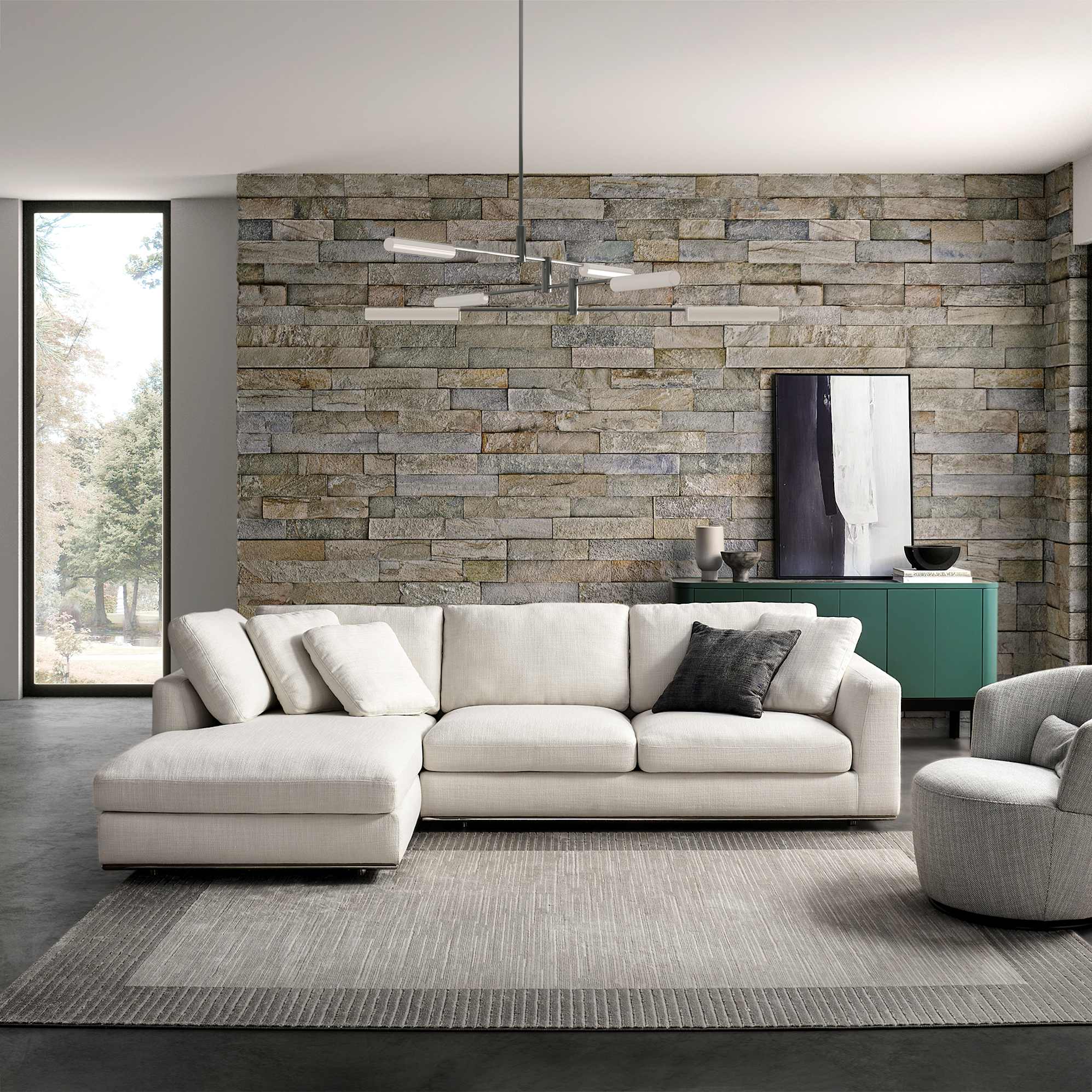 Hamilton Chaise Sectional Couch with Storage Ottoman 3