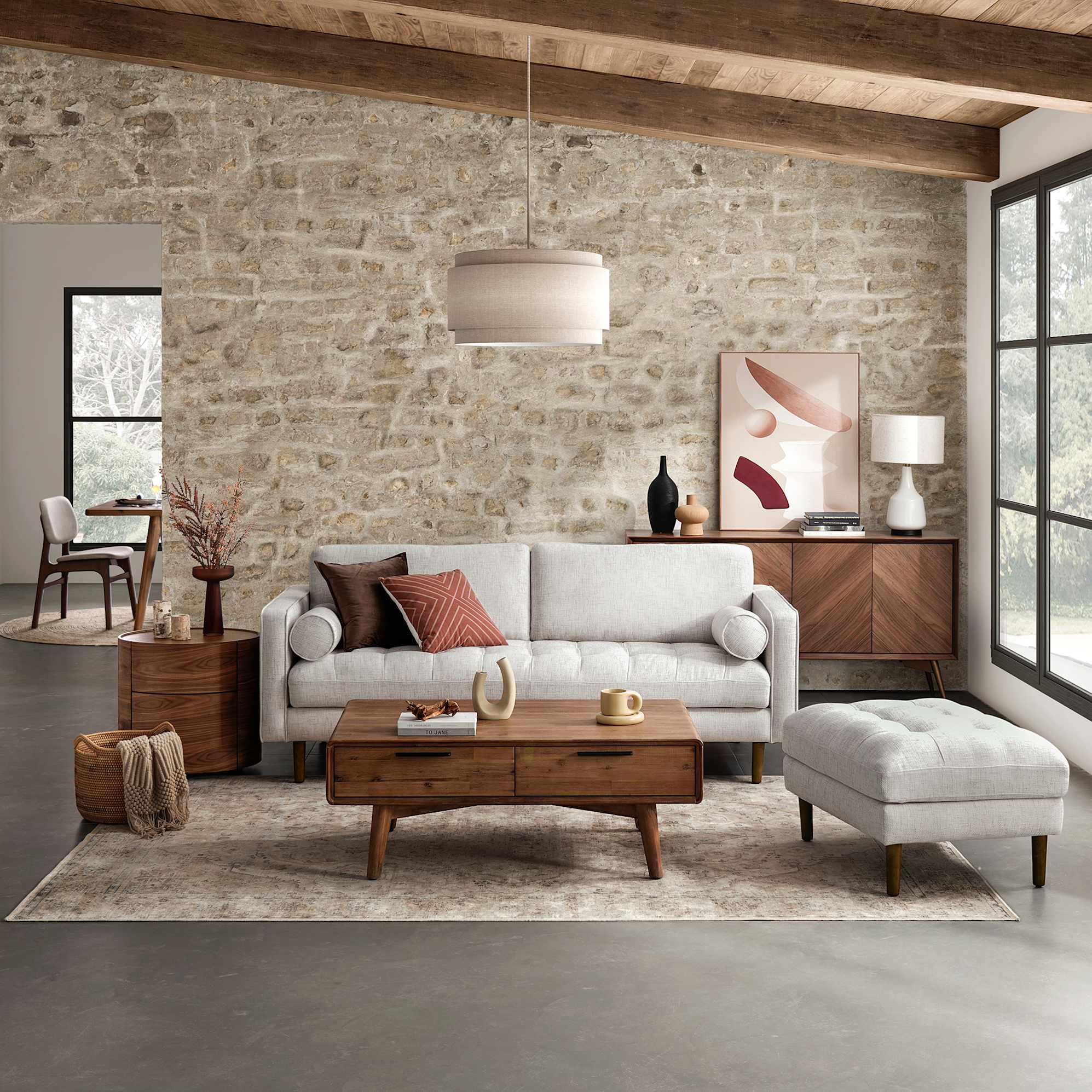 Madison 3 Seater Sofa with Ottoman 3