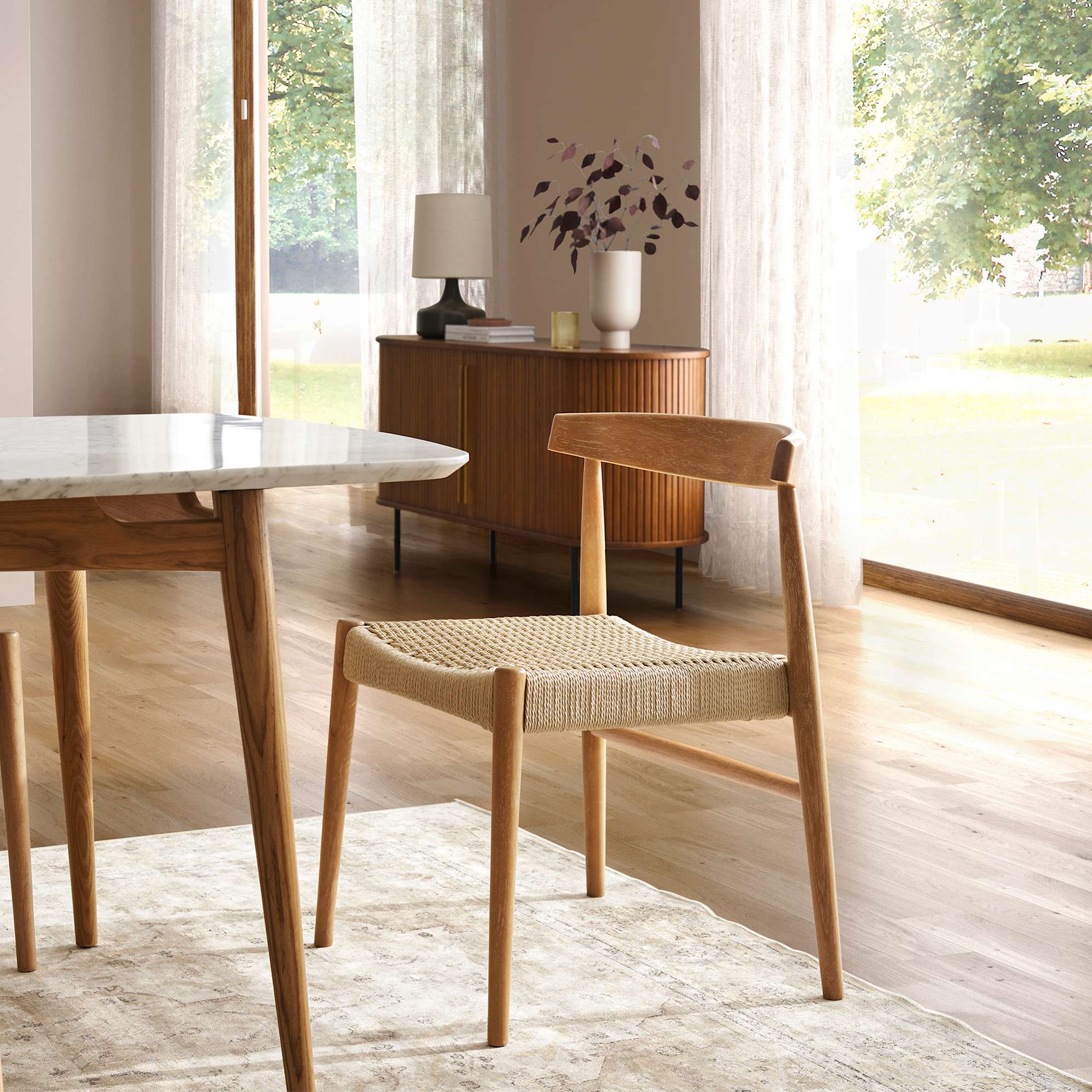 Kelsey Marble Dining Table with Austen Chair Set 4