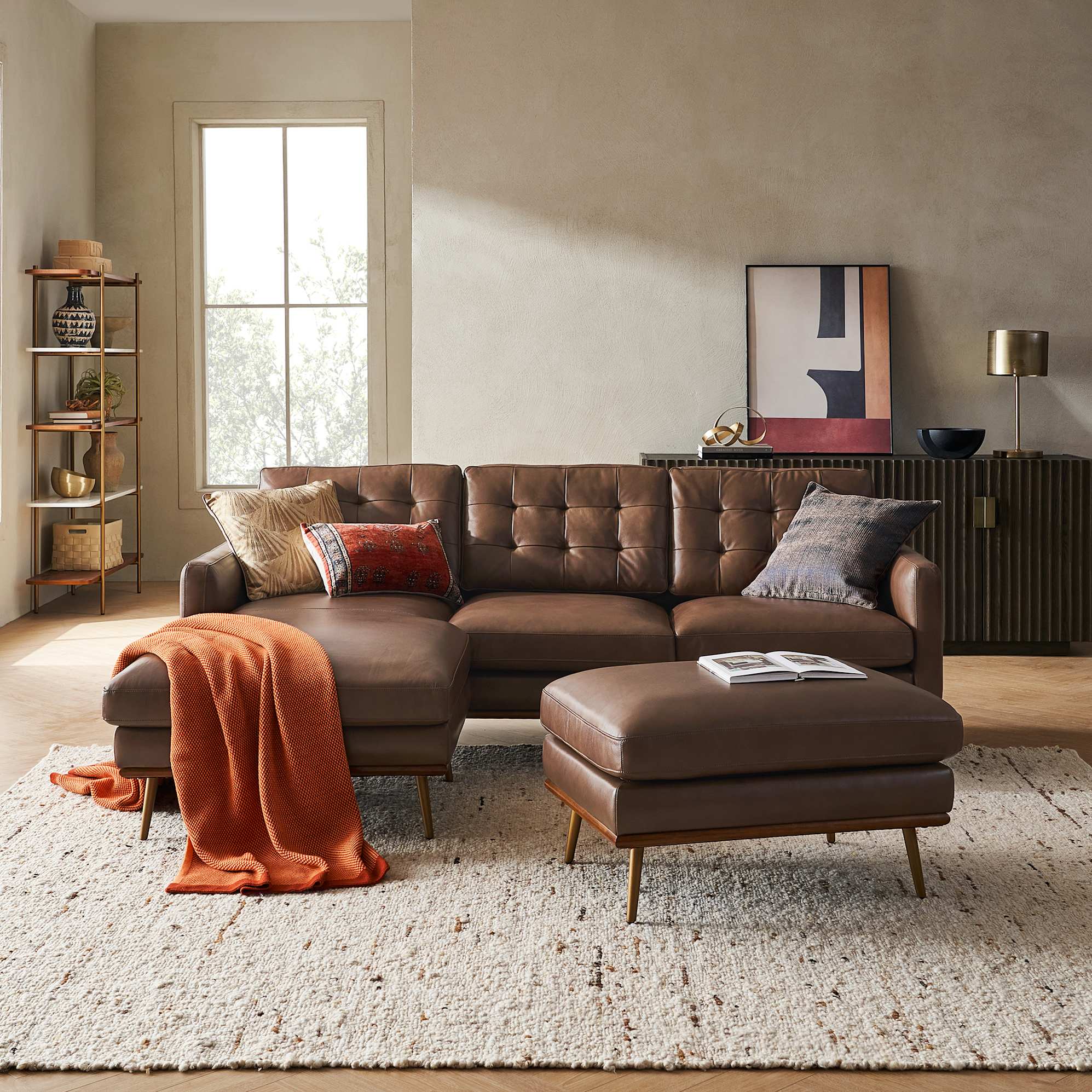 Isaac Leather Reversible Sectional Couch 4