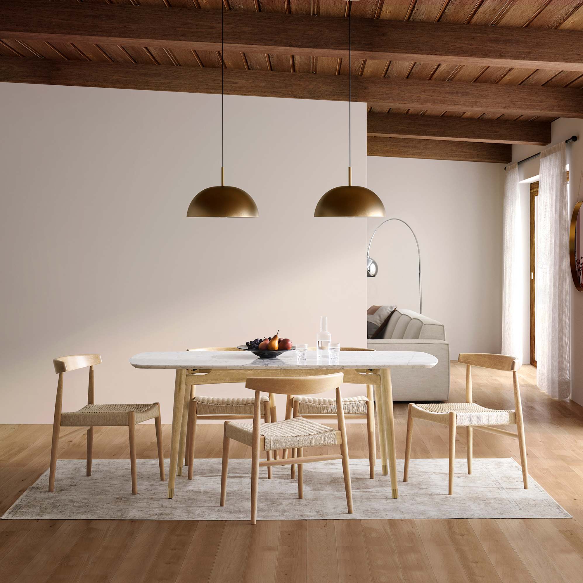 Kelsey Marble Dining Table with Austen Chair Set 2
