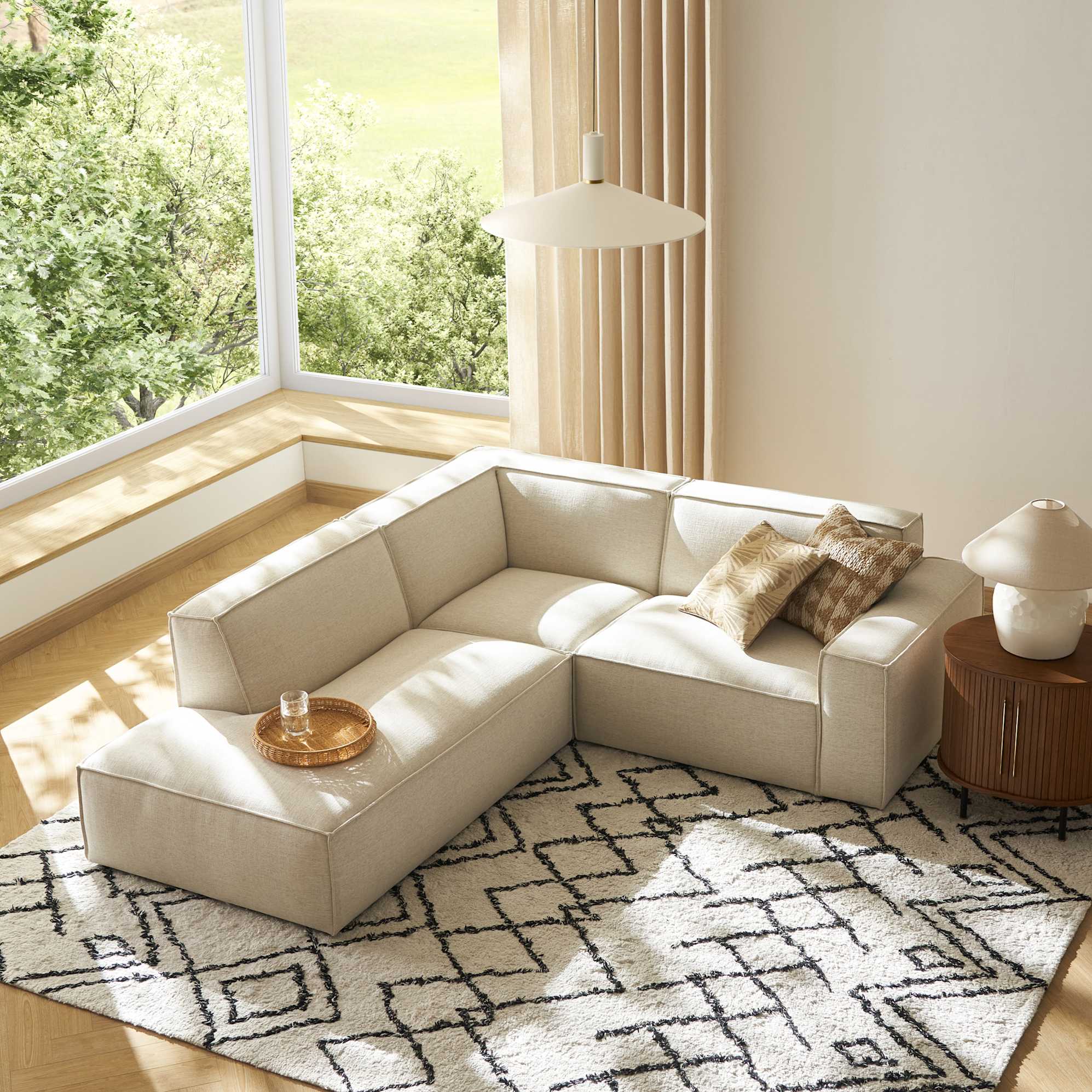 Jonathan Side Chaise Sectional Couch with Ottoman 3
