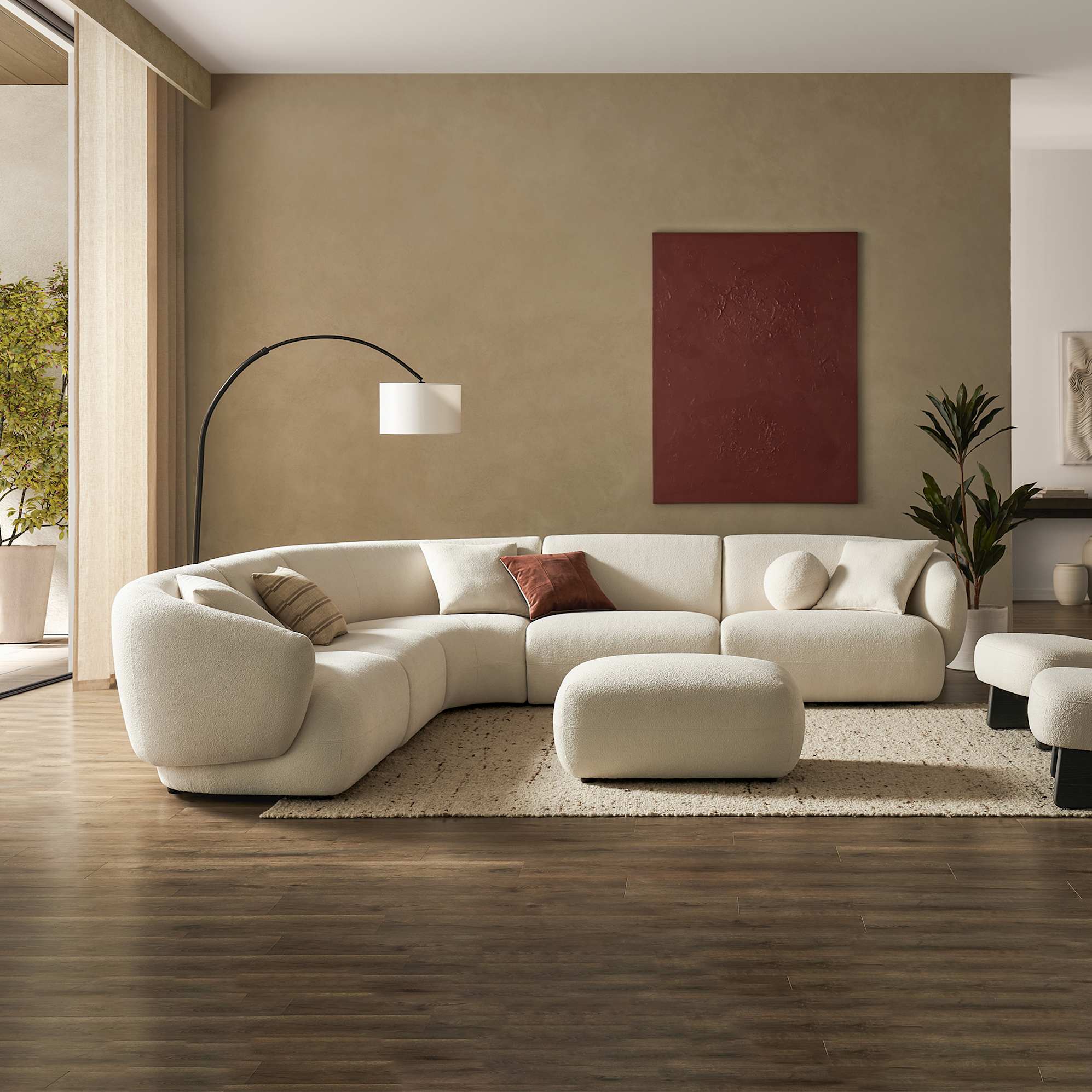 Auburn Performance Fabric Curve Corner Sofa 3