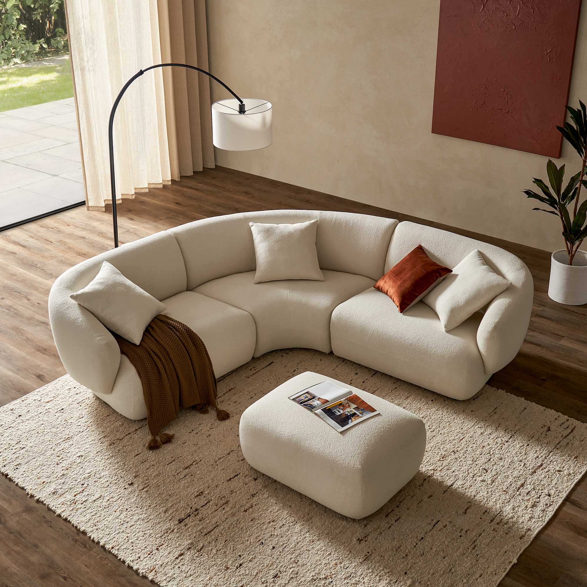 Auburn Performance Fabric Sectional Couch with Ottoman 3