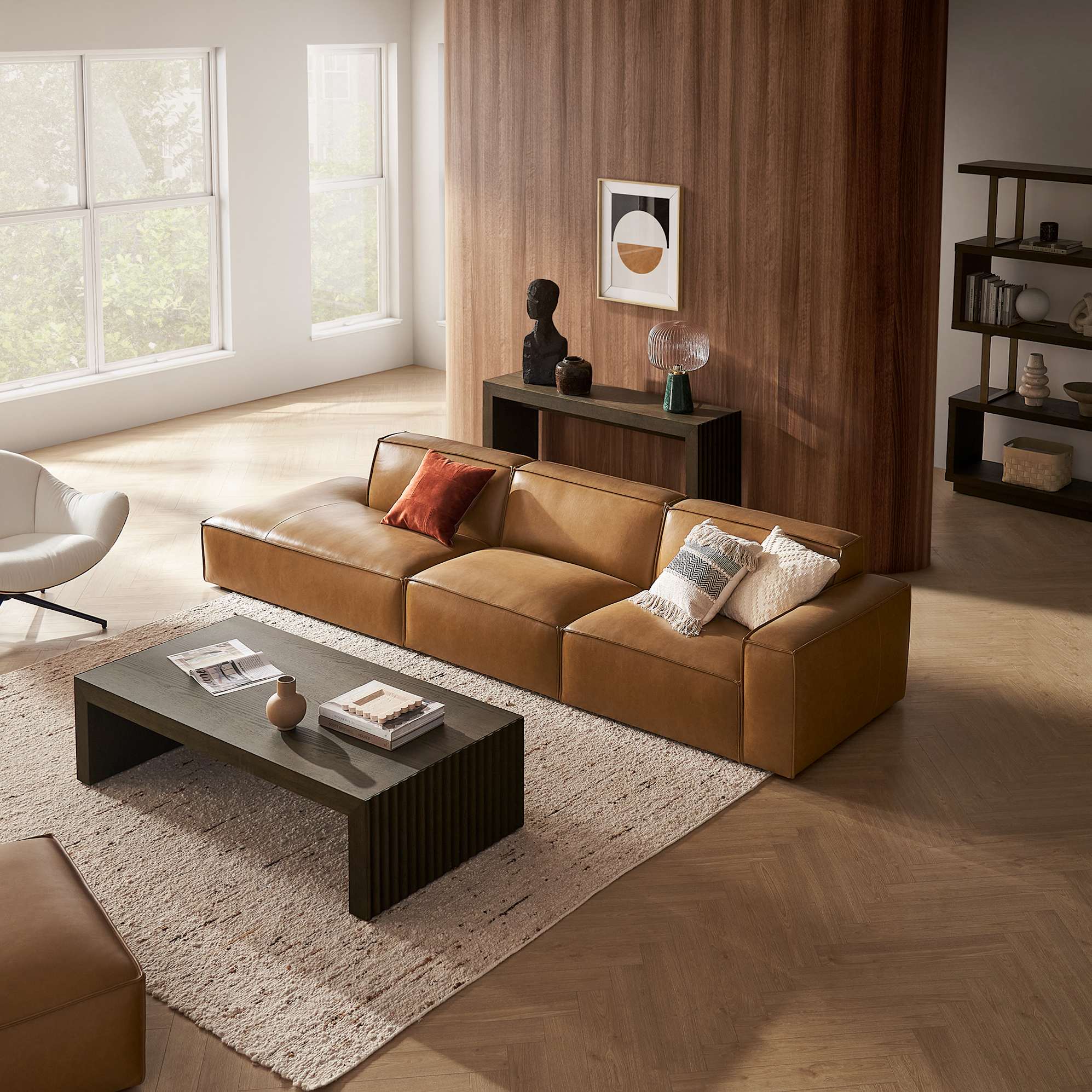 Jonathan Leather Armless Sofa 3