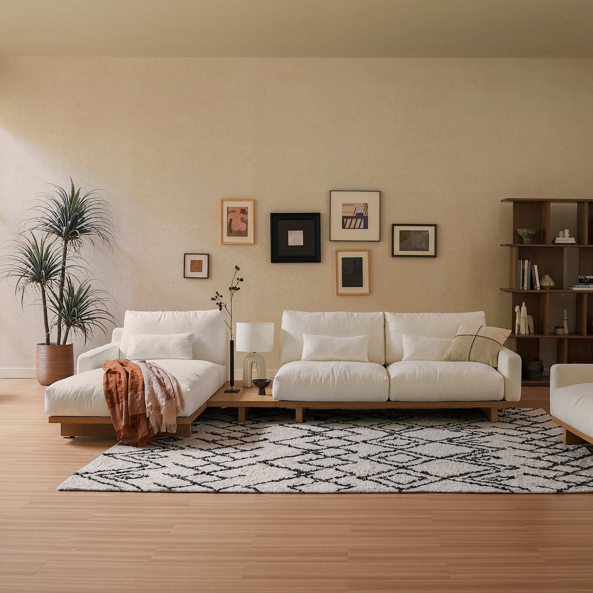 Mori Performance Fabric Armless Chaise Sectional Sofa with Side Table 2