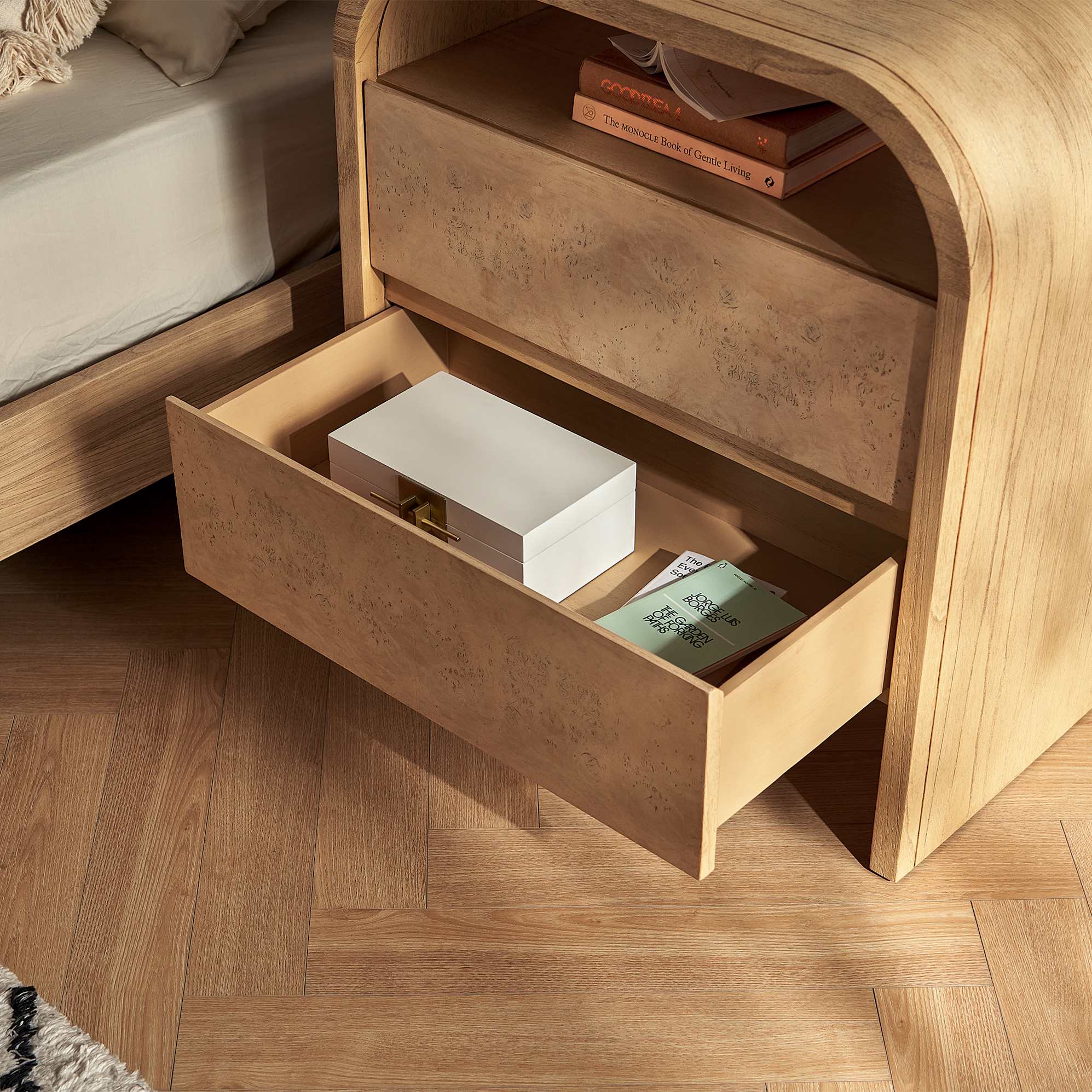 Crescent 2-Drawer Bedside Table 4
