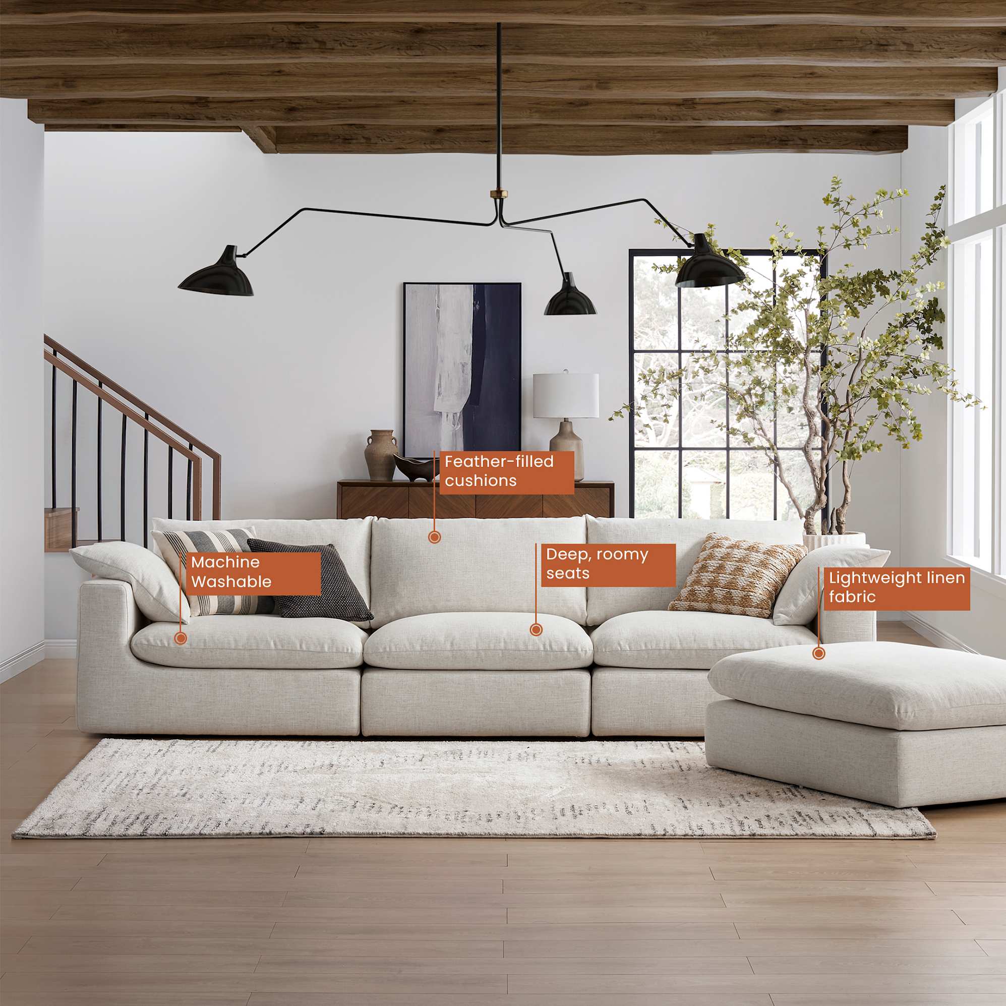 Dawson Chaise Sectional Couch with Ottoman 4