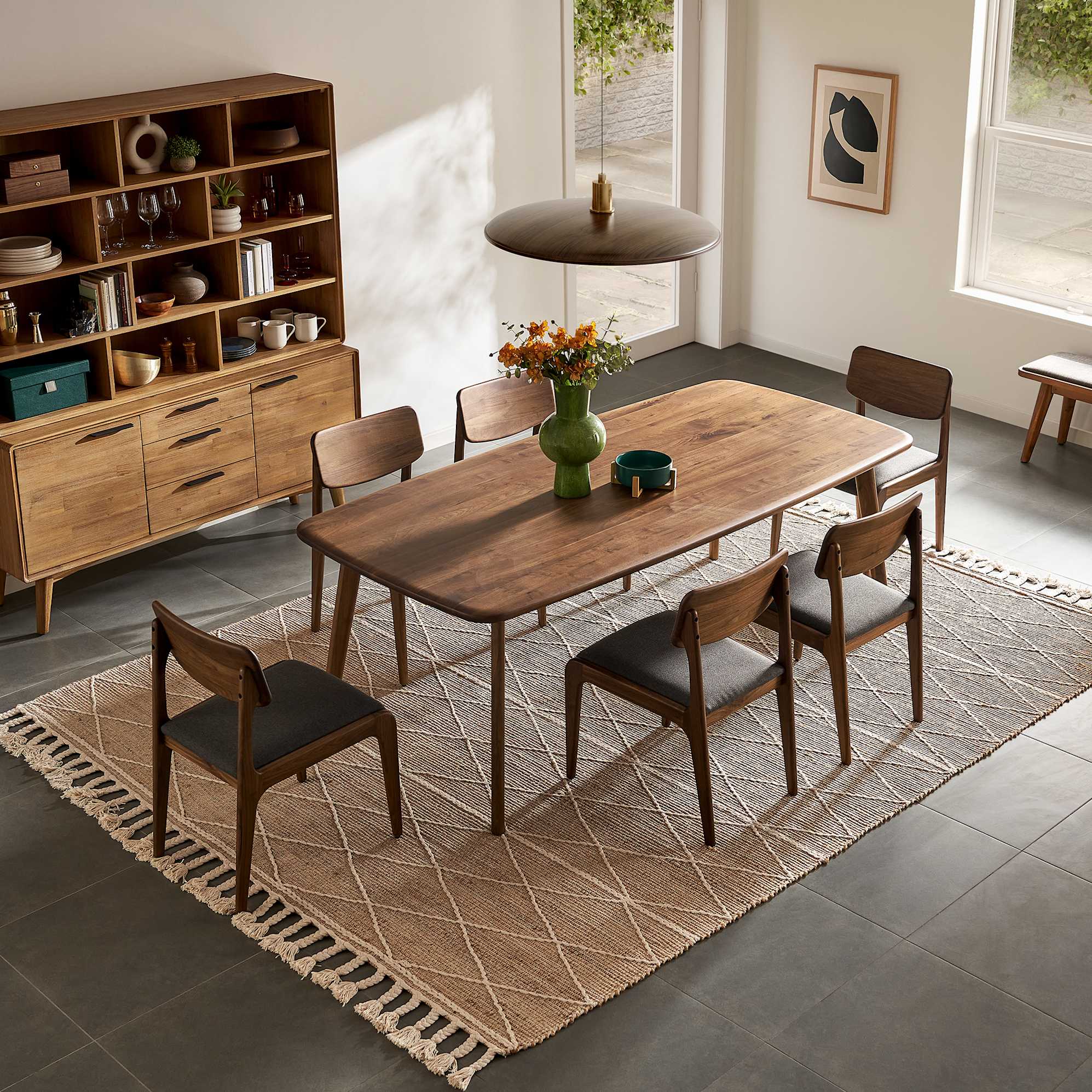 Vincent Dining Table with Kelsey Leather Chair Set 4