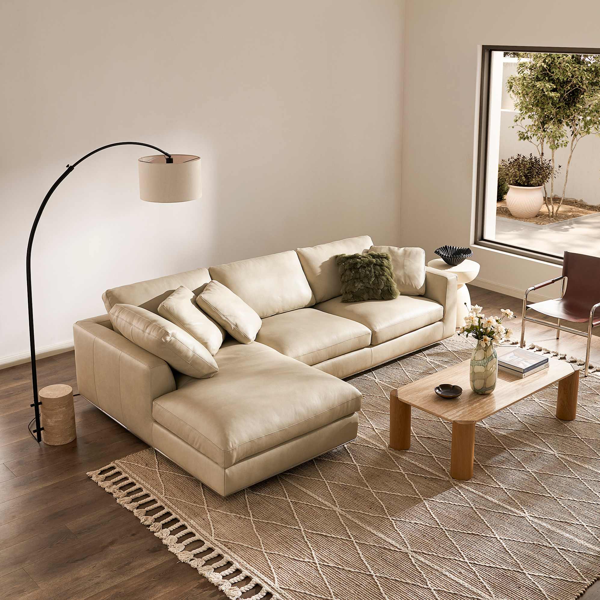 Hamilton Leather Chaise Sectional Couch 2