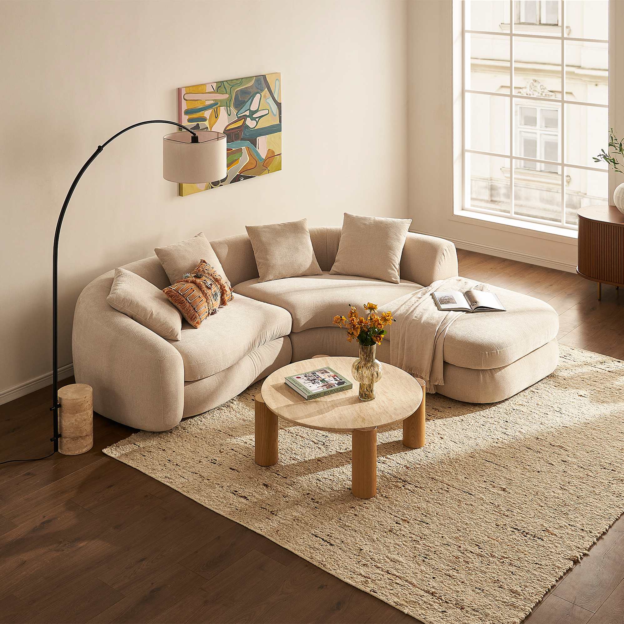 Albie Travertine Round Coffee Table 2
