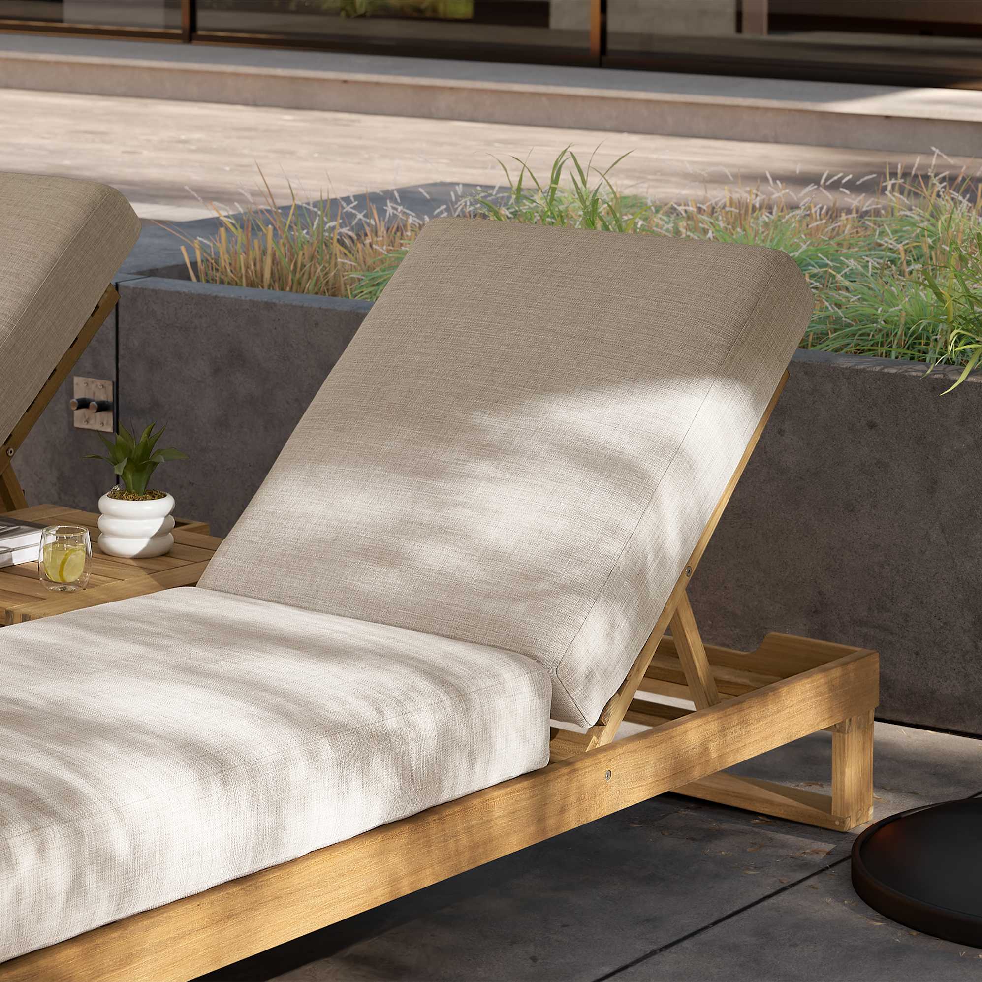 Rio Outdoor Teak 2 Chaise Lounges & Side Table Set 3