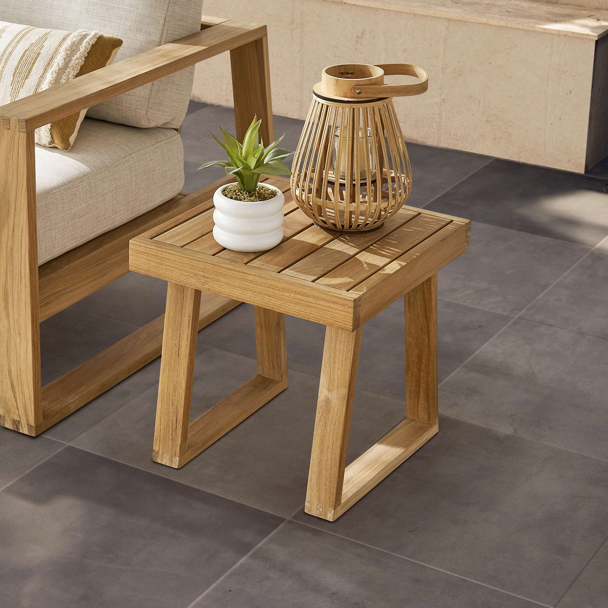 Rio Outdoor Teak 2 Lounge Chairs & Side Table Set 3