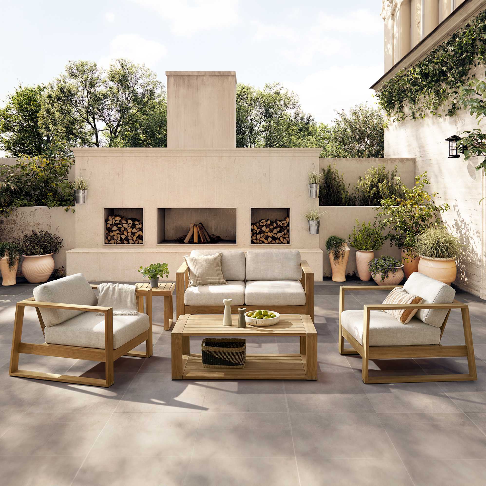 Rio Outdoor Teak Left Arm 1 Seater Couch 2
